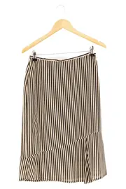 Vorschaubild 1 von Faltenrock Damen 42/XL Schwarz Gestreift Klassisch Elegant Midi