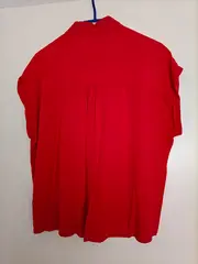 Vorschaubild 2 von Damen Hemdbluse Gr. 40 Rot Kurzarm Casual Viskose