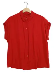 Vorschaubild 1 von Damen Hemdbluse Gr. 40 Rot Kurzarm Casual Viskose