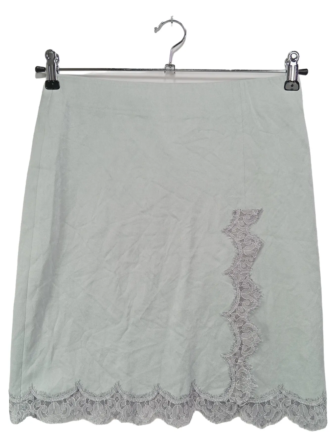 MARC CAIN Damen Bleistiftrock Gr. 38/M Grau Elegant mit Spitze Midirock