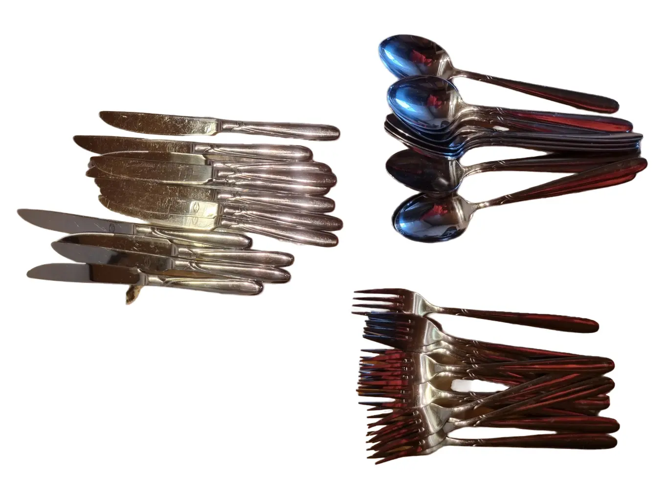 TISCHFEIN Besteck Set 18tlg Edelstahl Uni Silber Festlich Modern