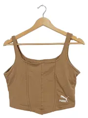 Vorschaubild 1 von Damen Bustier Top Beige Gr. M Baumwolle Sportlich Logo-Print