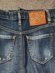 Vorschaubild 6 von Damen Jeansrock Gr. 34/XS Blau Distressed Denim Rock