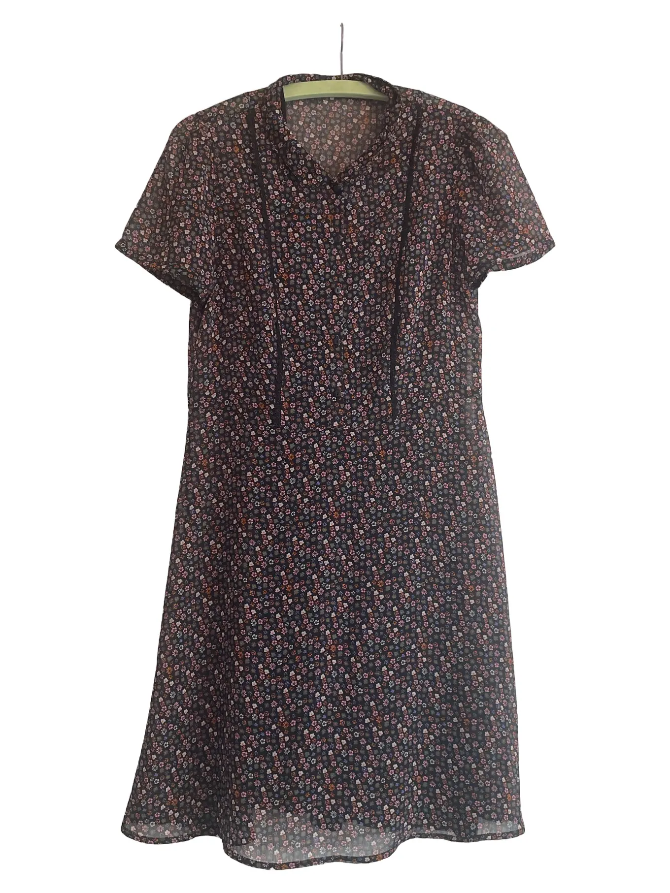 EDC BY ESPRIT edc Damen Freizeitkleid Sommerkleid Gr. 34 Schwarz Blumenmuster Casual