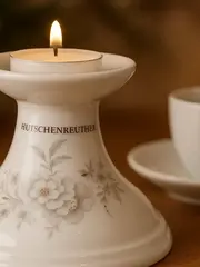 Vorschaubild 2 von Kerzenhalter Weiß Porzellan Elegant Florales Muster 8cm