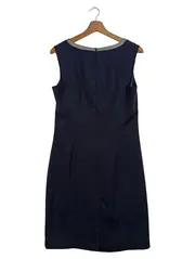 Vorschaubild 2 von Damen Businesskleid Gr. 38/M Blau Elegant Ärmellos Raffungen