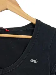 Vorschaubild 2 von EDC Damen T-Shirt V-Ausschnitt Schwarz Gr. 38/M Casual Strass