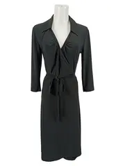 Vorschaubild 1 von Damen Businesskleid Wickelkleid Gr. 38/M Schwarz Elegant 3/4-Arm