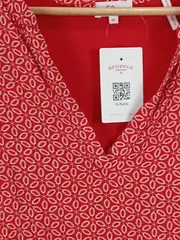 Vorschaubild 2 von Bluse Damen Rot Geometrisch Kurzarm Viskose Gr. 40 L