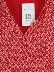 Vorschaubild 3 von Bluse Damen Rot Geometrisch Kurzarm Viskose Gr. 40 L