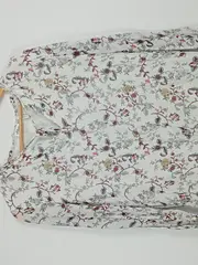 Vorschaubild 3 von Damen Bluse Gr. 38/M Weiß Blumenmuster Langarm Viskose