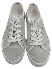 Vorschaubild 2 von Sneaker Low Damen Glitzer Silber Gr. 40 Schnürschuh
