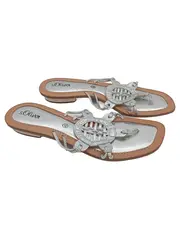 Vorschaubild 1 von Zehentrenner Damen Gr. 37 Silber Leder Freizeit Feminin