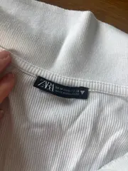 Vorschaubild 3 von Damen Langarmshirt Crop Top Kragen Rippstrick Weiß Gr. 38 M