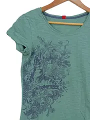 Vorschaubild 2 von Damen T-Shirt Gr. S Grün Schmetterling Blumen Print