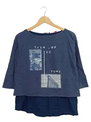 Vorschaubild 1 von Damen Langarmshirt Gr. 36/S Blau Gestreift mit Print Casual