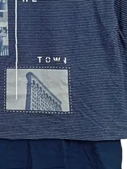 Vorschaubild 4 von Damen Langarmshirt Gr. 36/S Blau Gestreift mit Print Casual