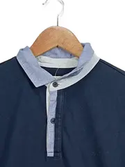 Vorschaubild 2 von TCM Herren Langarm Poloshirt Blau Größe L Casual Baumwolle