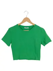 Vorschaubild 1 von Damen T-Shirt Grün Gr. 38/M Kurzarm Casual Basic