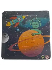 Vorschaubild 1 von Kinder Steckpuzzle Weltraum Alien Rakete Planet 16 Teile Holzpuzzle