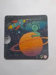 Vorschaubild 2 von Kinder Steckpuzzle Weltraum Alien Rakete Planet 16 Teile Holzpuzzle