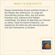 Vorschaubild 5 von Kinder Steckpuzzle Weltraum Alien Rakete Planet 16 Teile Holzpuzzle