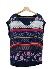 Vorschaubild 1 von Damen Bluse Gr. 40/M Mehrfarbig Gemustert Viskose