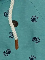 Vorschaubild 3 von Damen Kapuzenpullover Hoodie Gr. 38;M Türkis Pfotenmuster