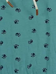 Vorschaubild 5 von Damen Kapuzenpullover Hoodie Gr. 38;M Türkis Pfotenmuster