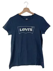 Vorschaubild 1 von Damen T-Shirt Blau Gr. 36/S Logo Print Casual Baumwolle