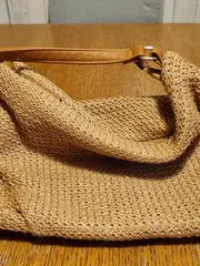 Vorschaubild 5 von Umhängetasche Damen Beige Casual geflochtenes Design Lederdetails