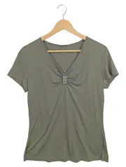 Vorschaubild 1 von Damen T-Shirt Gr. 38/M Oliv Feminin Pailletten V-Ausschnitt
