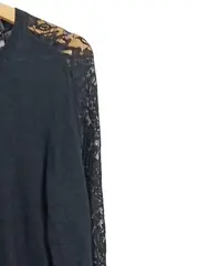 Vorschaubild 5 von edc Strickkleid Damen Gr. 40 L Schwarz Spitze Freizeitkleid Midikleid