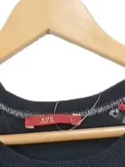 Vorschaubild 4 von edc Strickkleid Damen Gr. 40 L Schwarz Spitze Freizeitkleid Midikleid