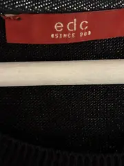 Vorschaubild 6 von edc Strickkleid Damen Gr. 40 L Schwarz Spitze Freizeitkleid Midikleid