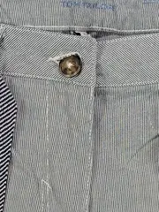 Vorschaubild 3 von Damen Stoffhose Gr. W31 L Grau Gestreift Baumwolle Freizeit