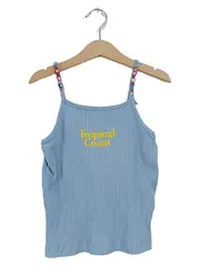 Vorschaubild 1 von Kinder Top Gr. 140 Blau Rippstrick Schriftzug Casual Baumwolle