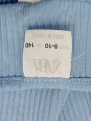 Vorschaubild 3 von Kinder Top Gr. 140 Blau Rippstrick Schriftzug Casual Baumwolle