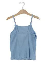 Vorschaubild 2 von Kinder Top Gr. 140 Blau Rippstrick Schriftzug Casual Baumwolle