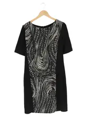 Vorschaubild 1 von FEMME Damen Strickkleid Gr. 40/L Schwarz Grafisch Elegant Midikleid