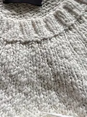 Vorschaubild 3 von Kinder Pullover Beige Gr. 110/116 Strick Fransen Baumwolle