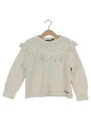 Vorschaubild 1 von Kinder Pullover Beige Gr. 110/116 Strick Fransen Baumwolle