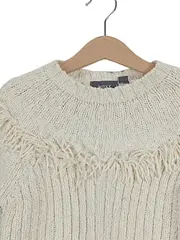 Vorschaubild 2 von Kinder Pullover Beige Gr. 110/116 Strick Fransen Baumwolle