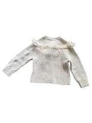 Vorschaubild 4 von Kinder Pullover Beige Gr. 110/116 Strick Fransen Baumwolle