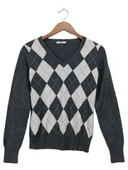 Vorschaubild 1 von Herren Pullover Argyle V-Ausschnitt Gr. M Mehrfarbig Preppy
