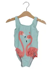 Vorschaubild 1 von Mädchen Badeanzug Gr. 86 Türkis Flamingos Rüschen Sommer