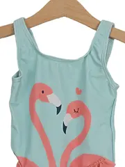 Vorschaubild 2 von Mädchen Badeanzug Gr. 86 Türkis Flamingos Rüschen Sommer