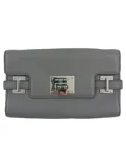 Vorschaubild 1 von Damen Clutch Grau Leder Elegant Abendtasche Klein