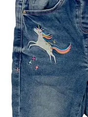 Vorschaubild 3 von Mädchen Jeans Einhorn Regenbogen Stickerei Applikation Blau Gr. 104
