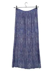 Vorschaubild 1 von Maxirock Damen XS Paisley Muster Blau Viskose Boho Lang